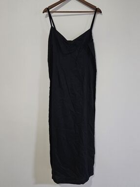 Old Navy Womens Size 14 Black 100% Linen Maxi Slip Dress Vintage Y2K Summer 2003